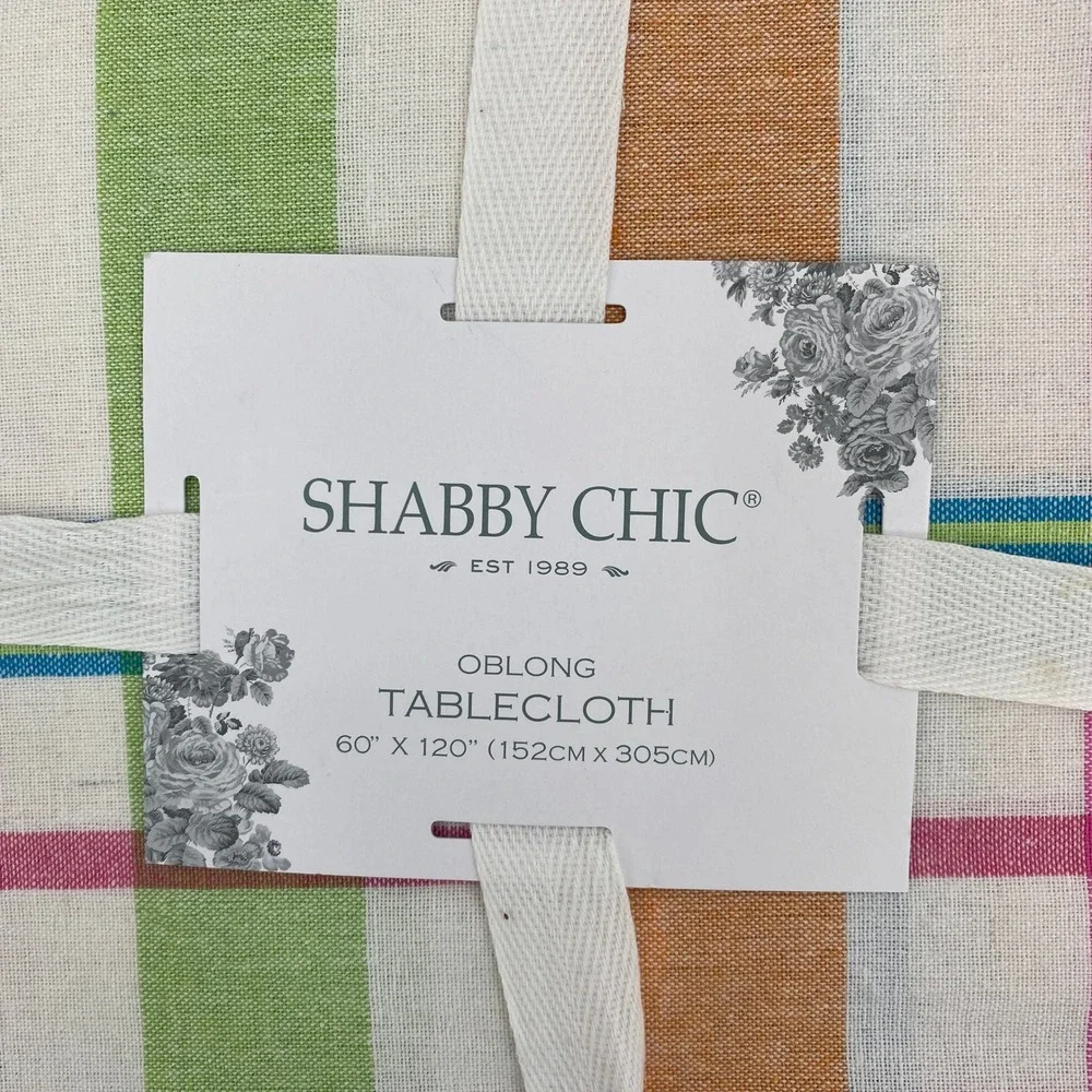 Shabby Chic Tablecloth 60x120 Multi Color Plaid Pink Blue Cotton Spring Boho